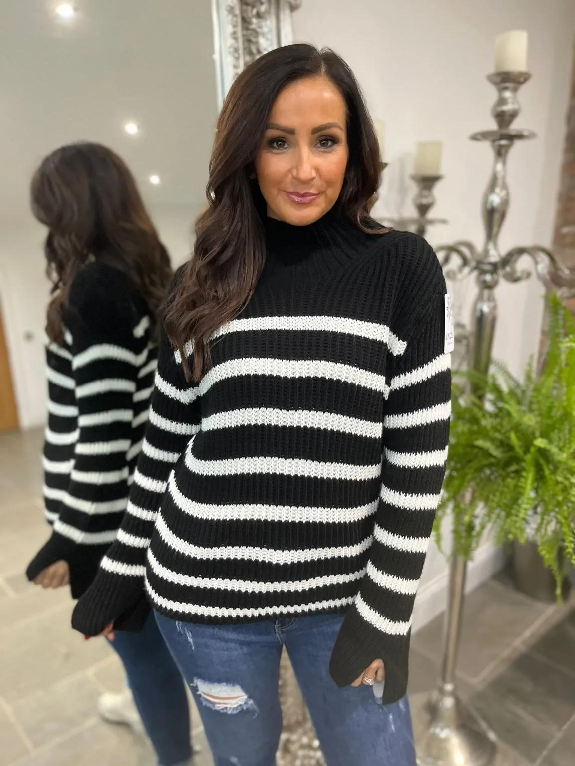 Stripe High Neck Jumper Merida