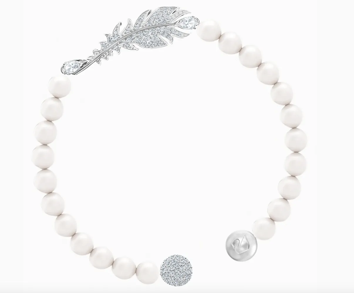 Swarovski NICE PEARL BRACELET, Medium, White, Rhodium -5509723