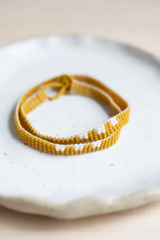 The Unstranded Beaded Wrap Bracelet - Mostaza