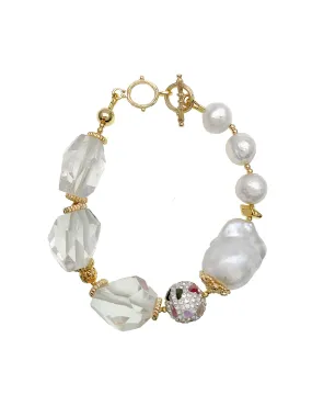 White quartz with baroque Pearl bracelet EB003