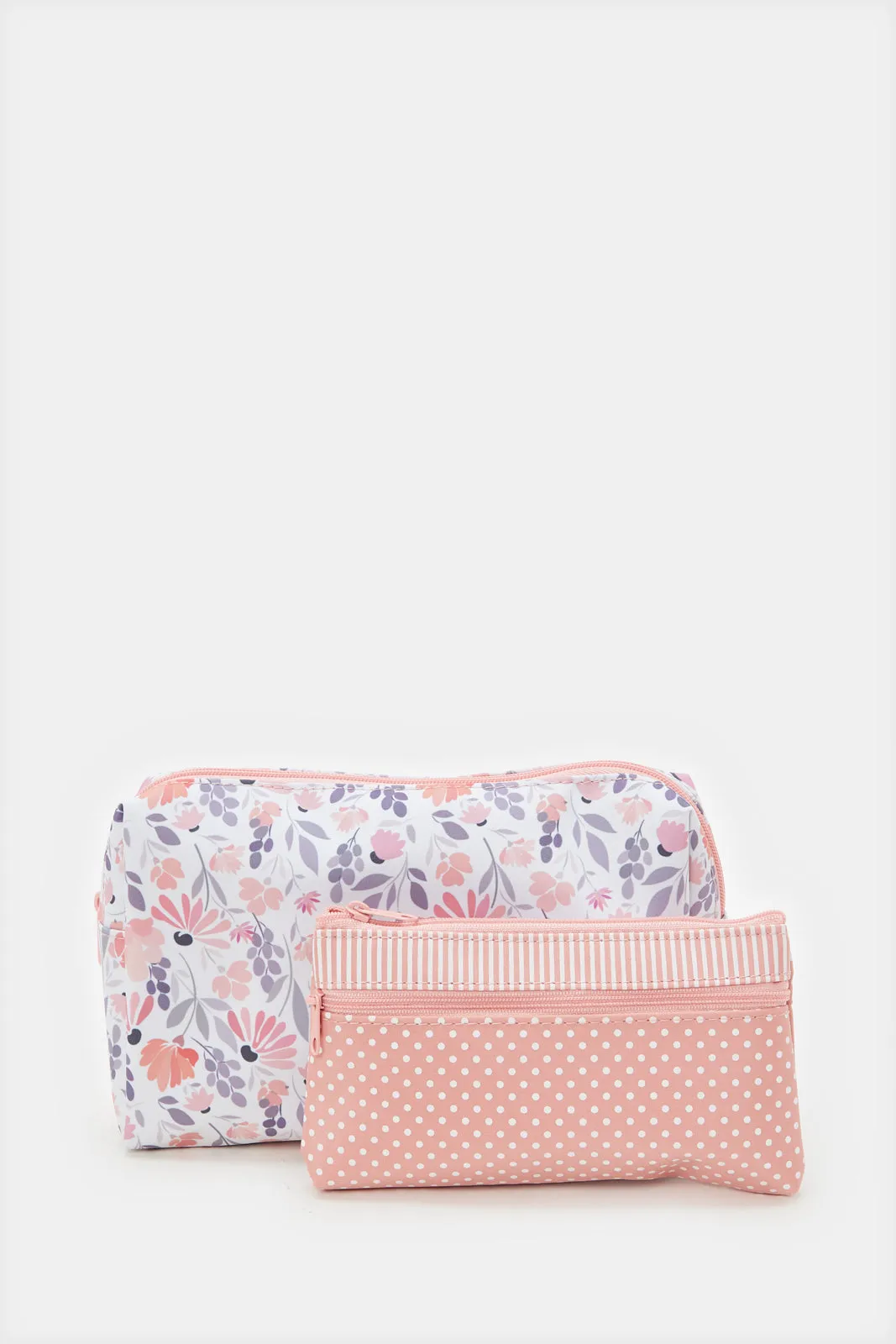 Women Pink Printed Cosmetic Pouch Set (3 Piece)