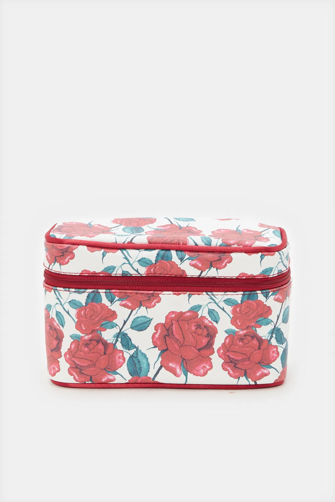 Women Red Printed Cosmetic Pouch Set (4 Piece)