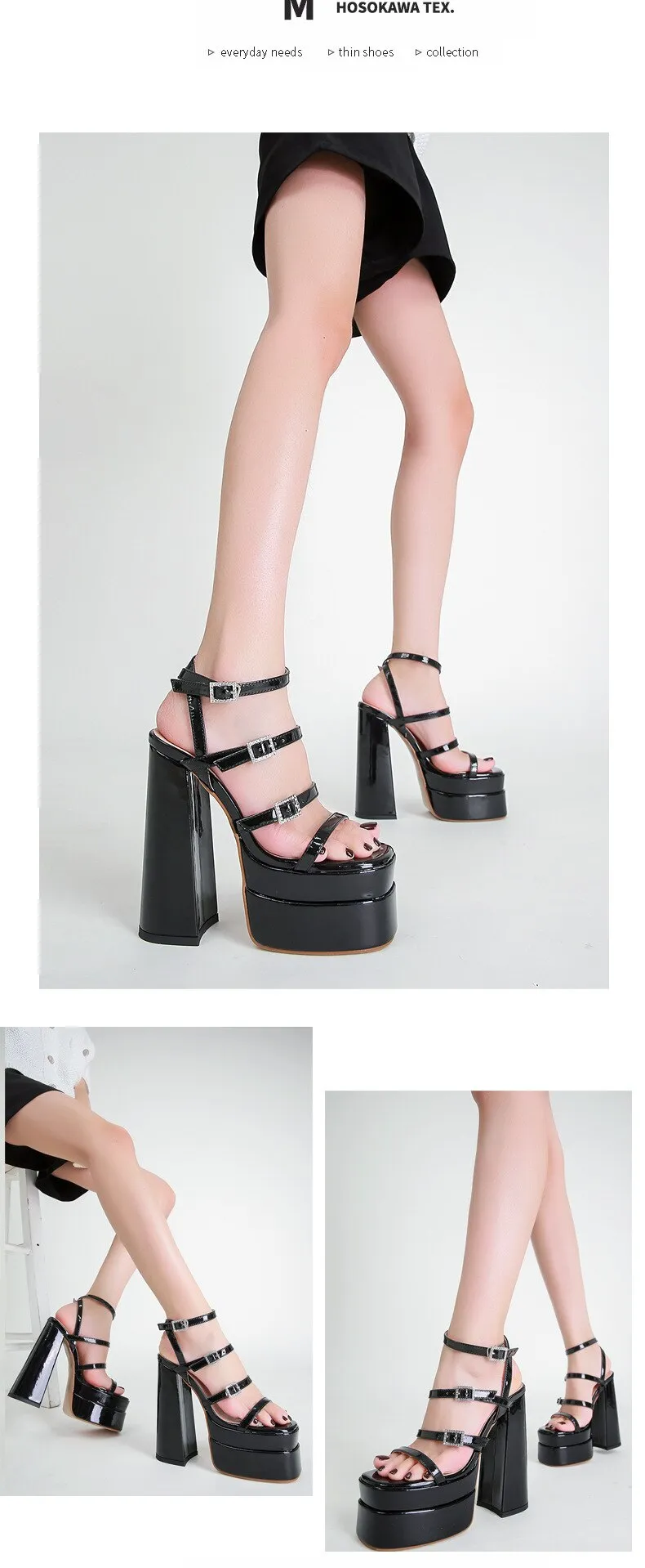 Women's Luxury Thick-Soled Buckle Strap High-Heeled Gladiator Pumps