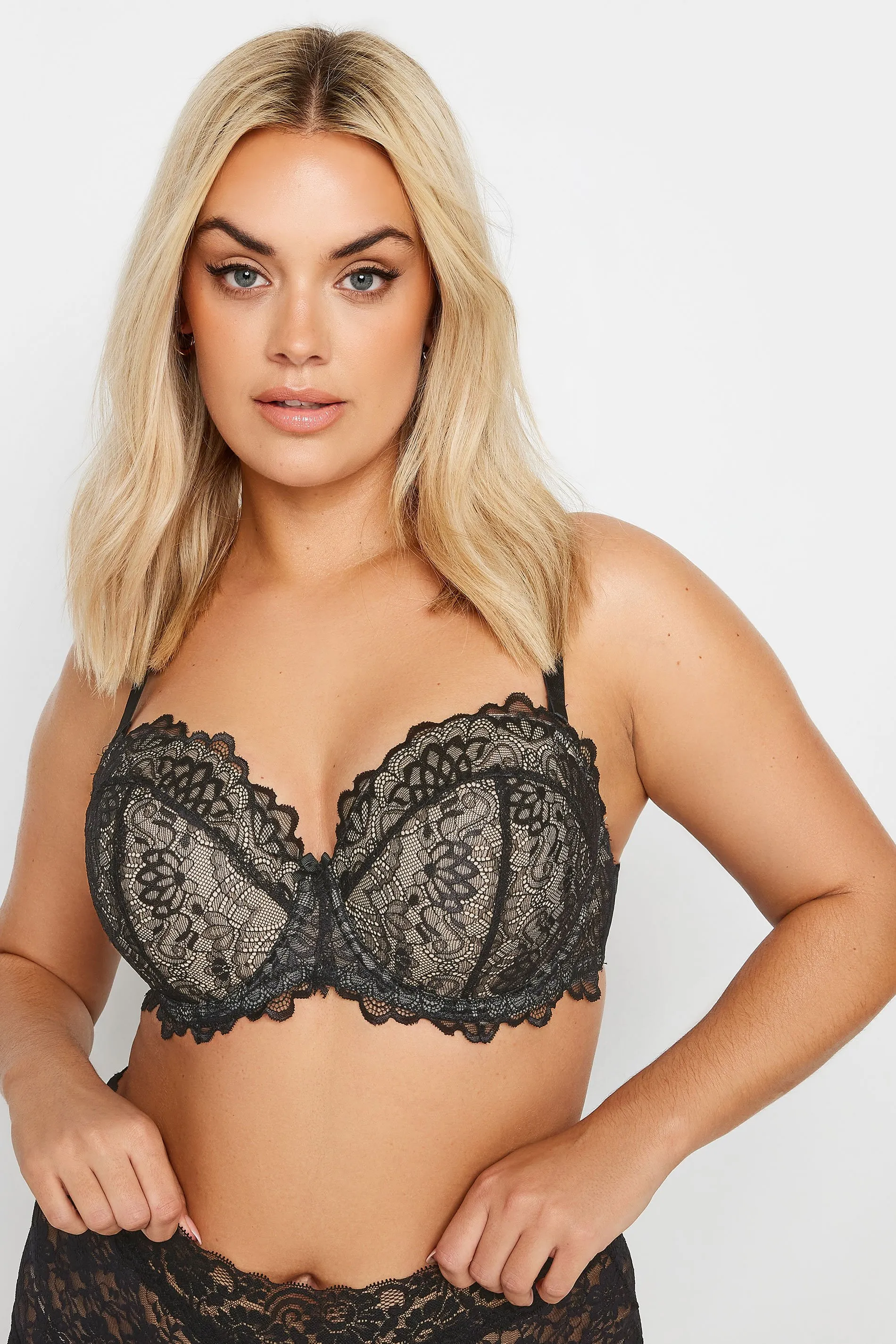 YOURS Curve Black Lace Underwired Padded Multiway Bra