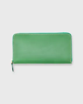 Zip Wallet in Green Leather